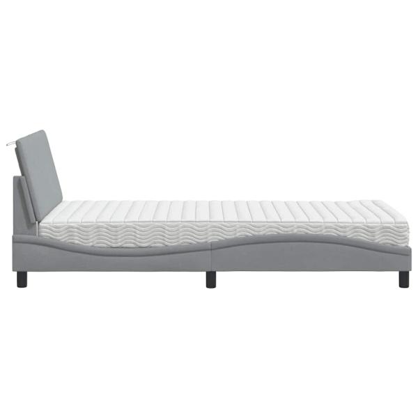 Bett mit Matratze Hellgrau 100x200 cm Stoff