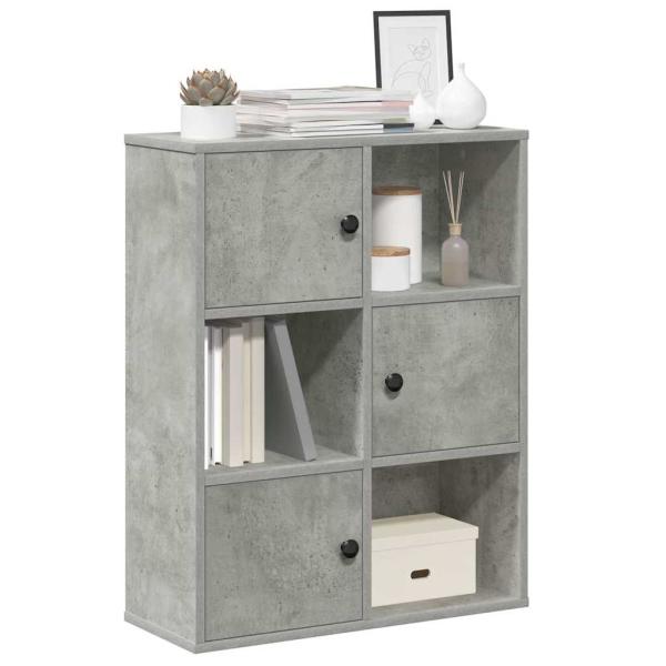 ARDEBO.de - Bücherregal Betongrau 60x24x76,5 cm Holzwerkstoff