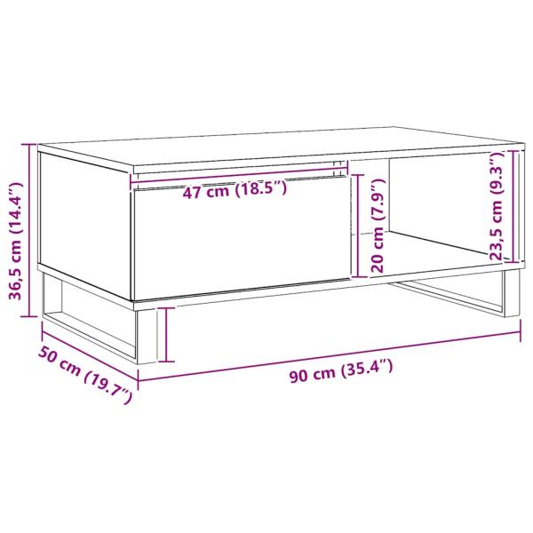 Couchtisch Artisan-Eiche 90x50x36,5 cm Holzwerkstoff