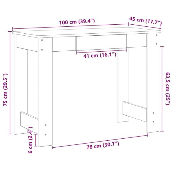 Schreibtisch Grau Sonoma 100x45x75 cm Holzwerkstoff