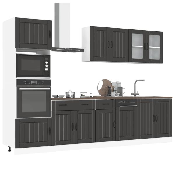 ARDEBO.de - 7-tlg. Küchenschrank-Set Kalmar Schwarz Holzwerkstoff
