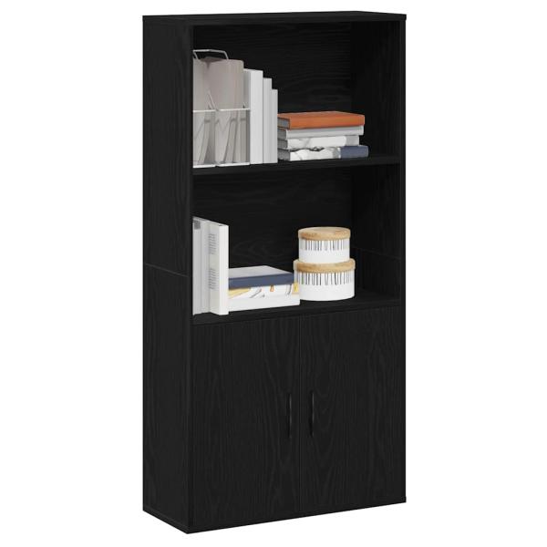 ARDEBO.de - Bücherregal Schwarz Eichen-Optik 60x24x120 cm Holzwerkstoff