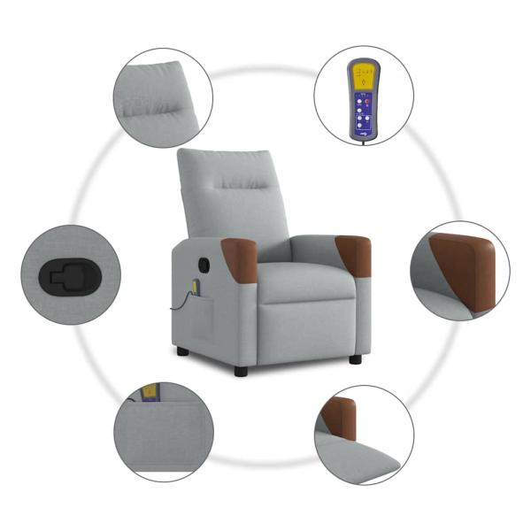 ARDEBO.de - Massagesessel Hellgrau Stoff