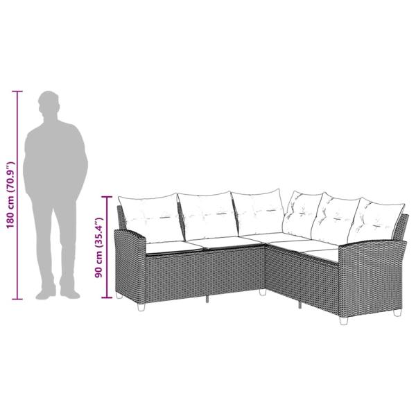 L-förmiges Couchsofa mit Kissen Graues Polyrattan