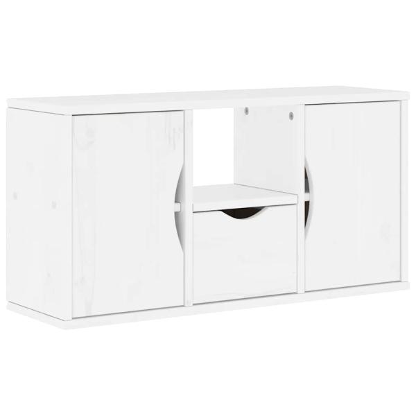 TV-Schrank mit Schublade Weiß 79x24x40,5 cm Massivholz Kiefer