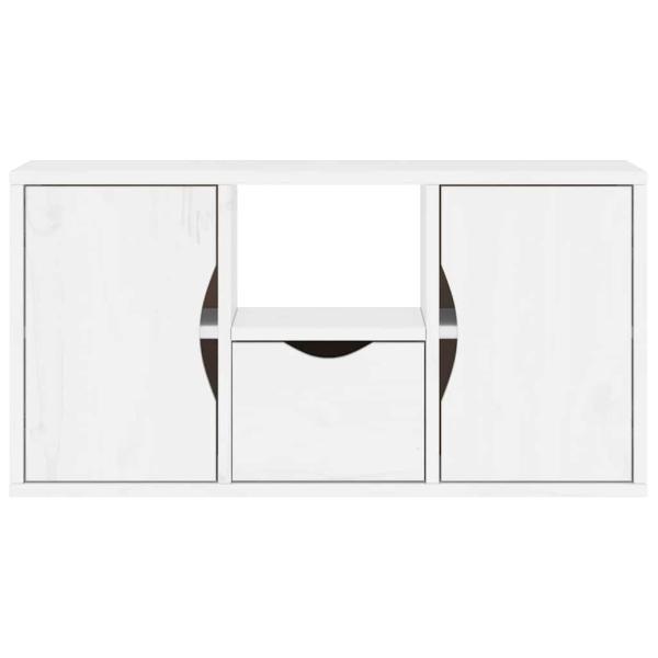 TV-Schrank mit Schublade Weiß 79x24x40,5 cm Massivholz Kiefer