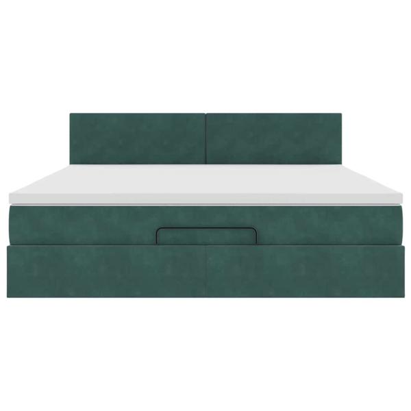 Ottoman-Bett mit Matratze Dunkelgrün 160x200 cm Samt