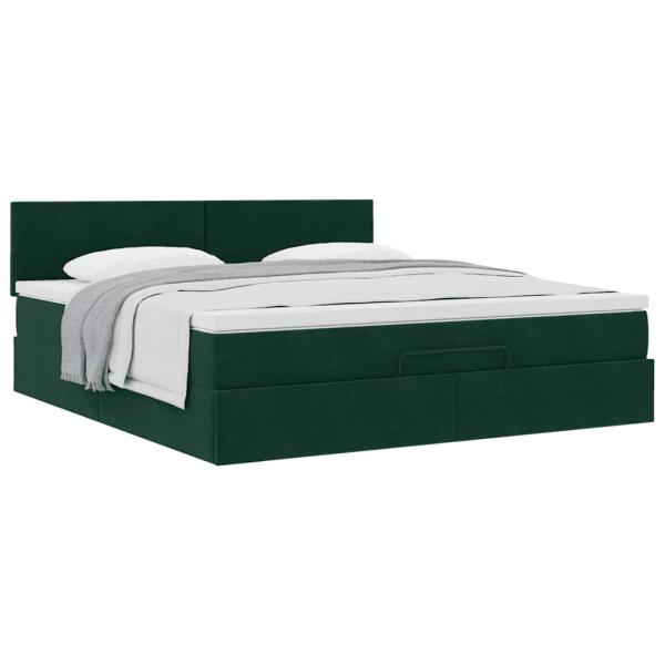 Ottoman-Bett mit Matratze Dunkelgrün 160x200 cm Samt