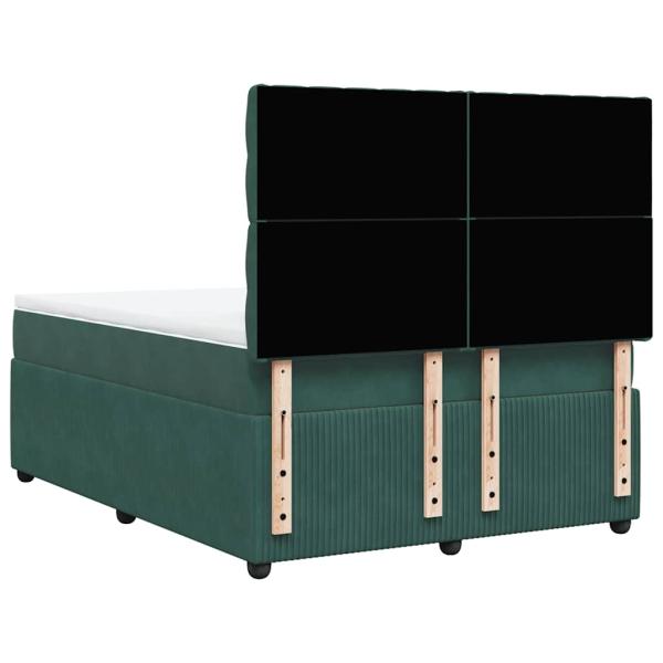 Boxspringbett mit Matratze Dunkelgrün 140x200 cm Samt