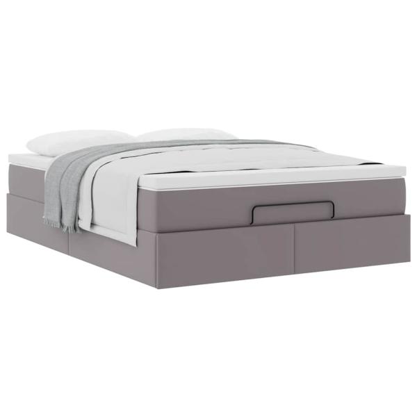 Ottoman-Bett mit Matratze Grau 140x200 cm Kunstleder
