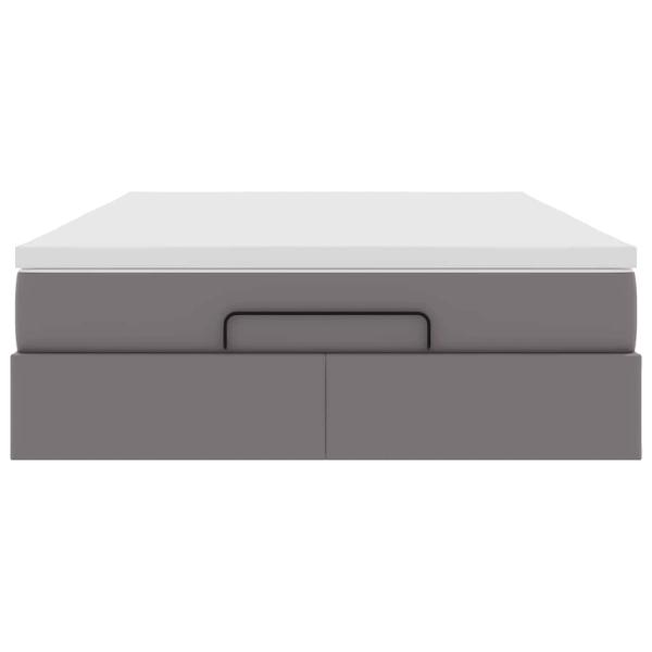 Ottoman-Bett mit Matratze Grau 140x200 cm Kunstleder