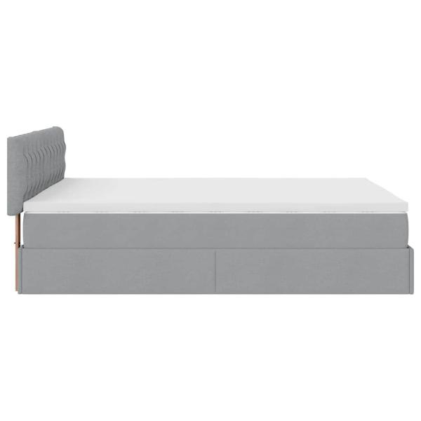 Ottoman-Bett mit Matratze & LEDs Hellgrau 140x200 cm Stoff