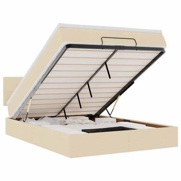 Ottoman-Bett mit Matratze & LEDs Creme 140x200 cm Stoff
