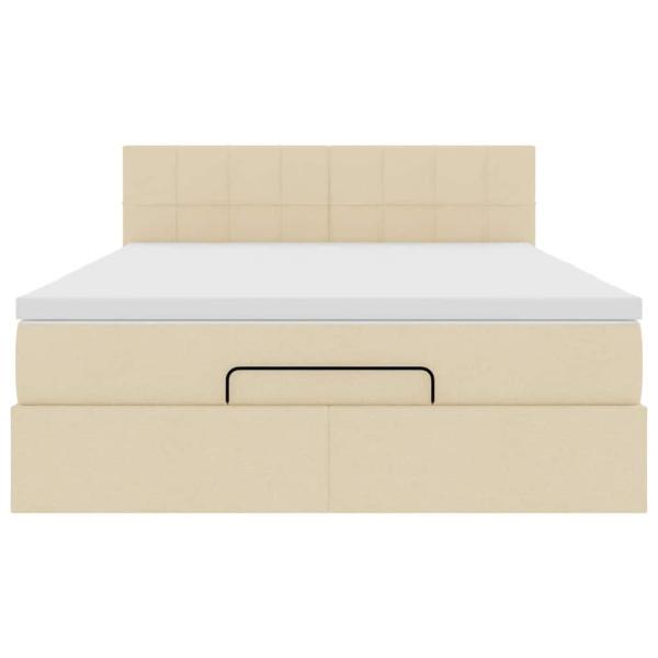 Ottoman-Bett mit Matratze & LEDs Creme 140x200 cm Stoff