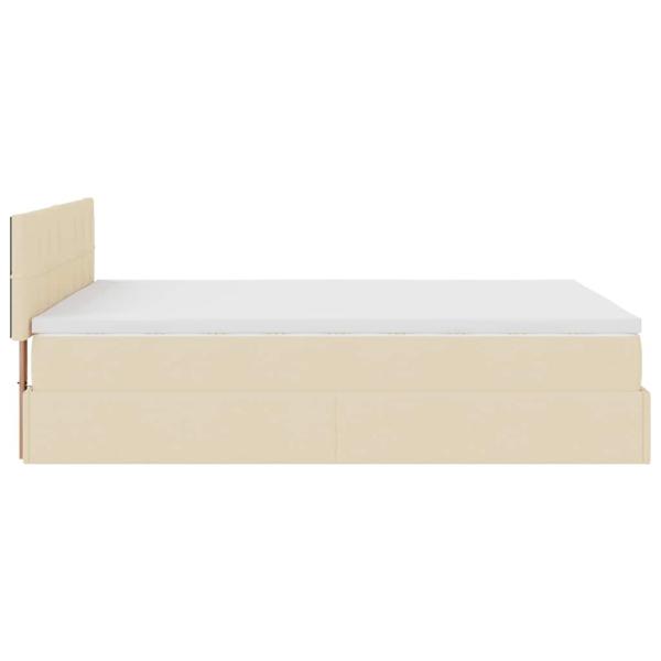 Ottoman-Bett mit Matratze & LEDs Creme 140x200 cm Stoff