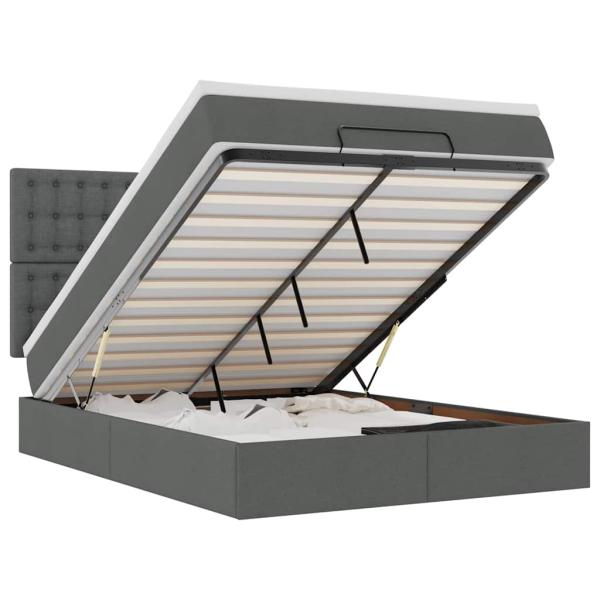 Ottoman-Bett mit Matratze & LEDs Dunkelgrau 140x200 cm Stoff