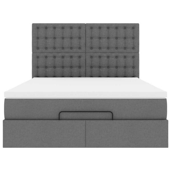 Ottoman-Bett mit Matratze & LEDs Dunkelgrau 140x200 cm Stoff