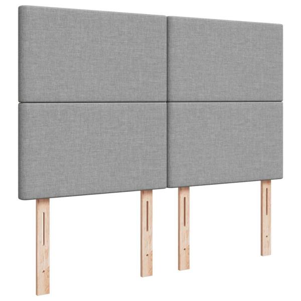 Ottoman-Bett mit Matratze & LEDs Hellgrau 140x200 cm Stoff