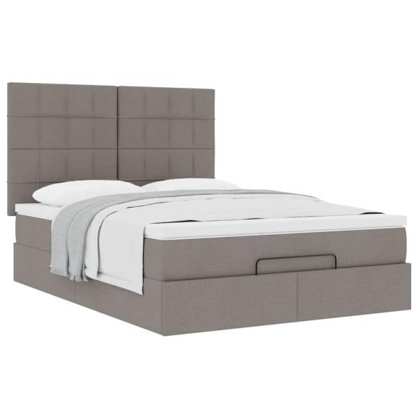 Ottoman-Bett mit Matratze Taupe 140x200 cm Stoff