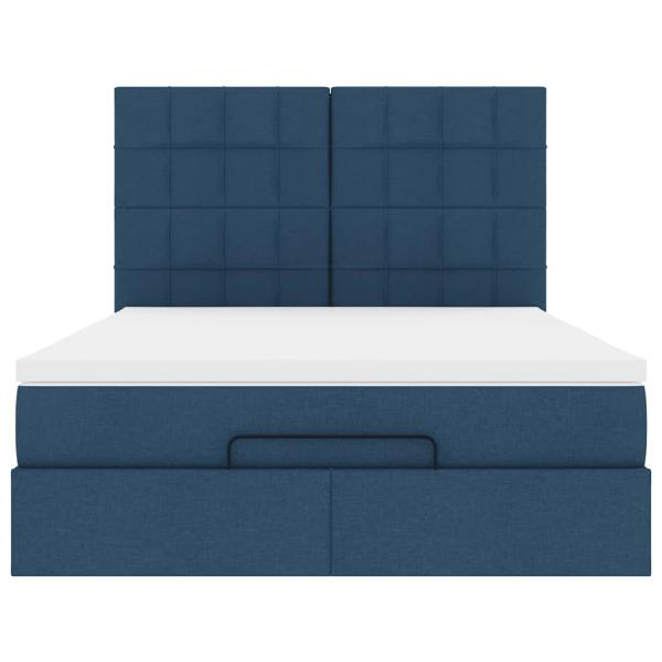 Ottoman-Bett mit Matratze Blau 140x200 cm Stoff