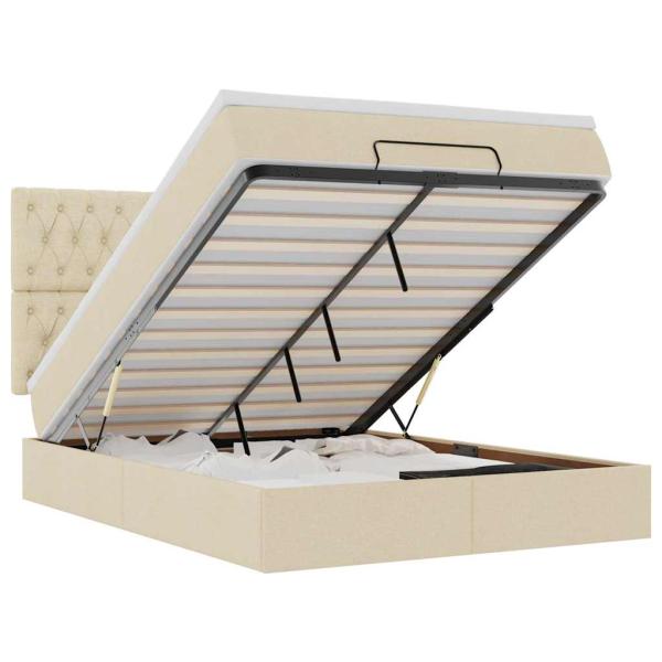 Ottoman-Bett mit Matratze Creme 140x200 cm Stoff