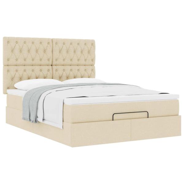Ottoman-Bett mit Matratze Creme 140x200 cm Stoff