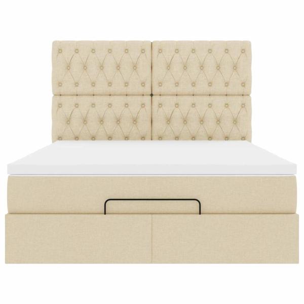 Ottoman-Bett mit Matratze Creme 140x200 cm Stoff