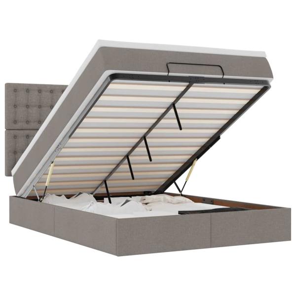 Ottoman-Bett mit Matratze & LEDs Taupe 140x200 cm Stoff