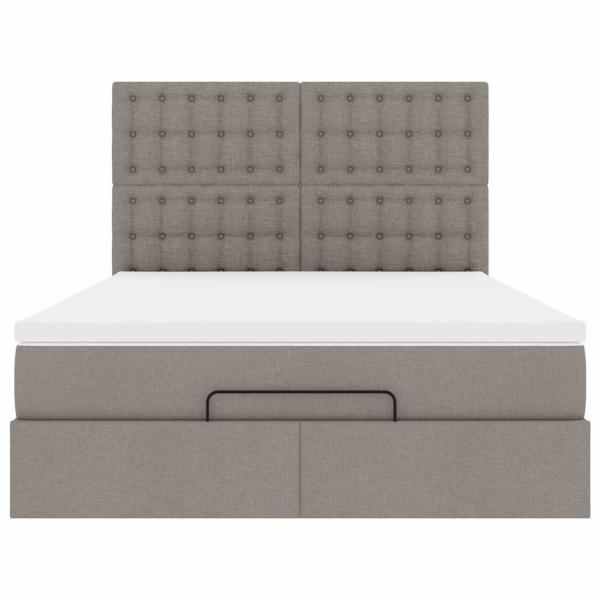 Ottoman-Bett mit Matratze & LEDs Taupe 140x200 cm Stoff