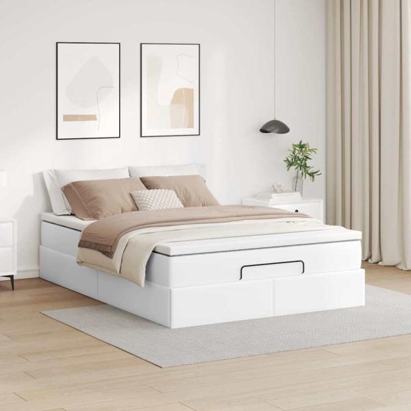 Ottoman-Bett mit Matratze Weiß 140x200 cm Kunstleder