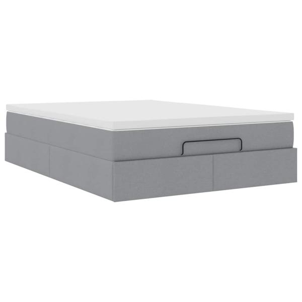 Ottoman-Bett mit Matratze Hellgrau 140x200 cm Stoff