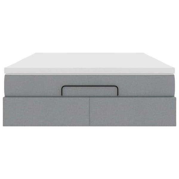 Ottoman-Bett mit Matratze Hellgrau 140x200 cm Stoff