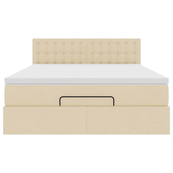 Ottoman-Bett mit Matratze Creme 140x200 cm Stoff