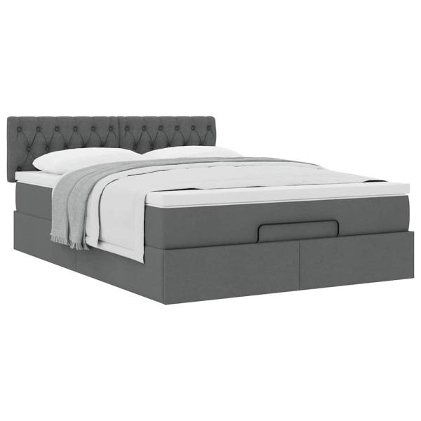 Ottoman-Bett mit Matratze Dunkelgrau 140x200 cm Stoff