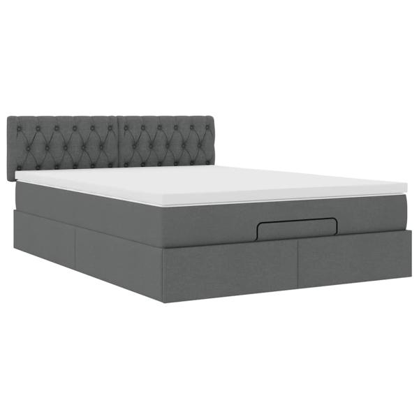 Ottoman-Bett mit Matratze Dunkelgrau 140x200 cm Stoff