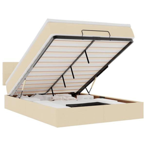 Ottoman-Bett mit Matratze Creme 140x200 cm Stoff