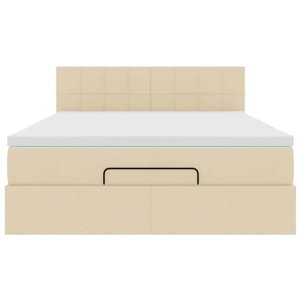Ottoman-Bett mit Matratze Creme 140x200 cm Stoff