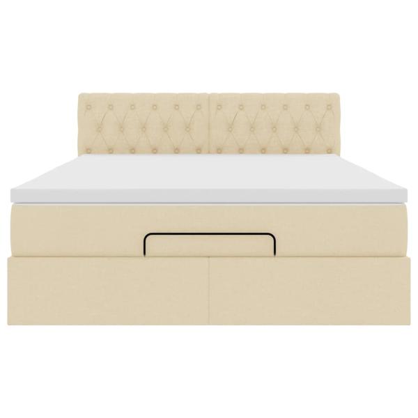 Ottoman-Bett mit Matratze Creme 140x200 cm Stoff