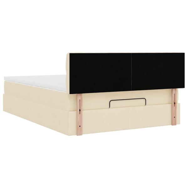Ottoman-Bett mit Matratze Creme 140x200 cm Stoff