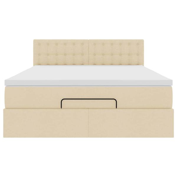 Ottoman-Bett mit Matratze & LEDs Creme 140x200 cm Stoff
