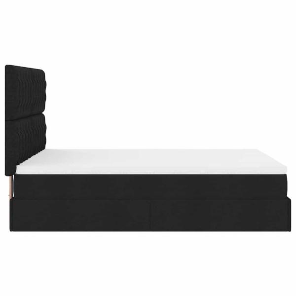 ARDEBO.de - Ottoman-Bett mit Matratze & LEDs Schwarz 140x200 cm Stoff