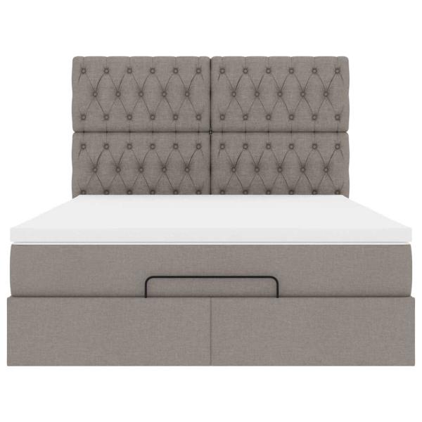 Ottoman-Bett mit Matratze & LEDs Taupe 140x200 cm Stoff