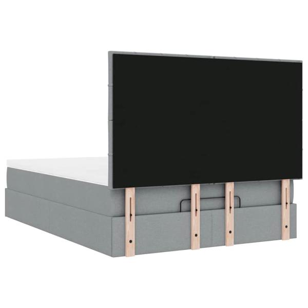 Ottoman-Bett mit Matratze Hellgrau 140x200 cm Stoff