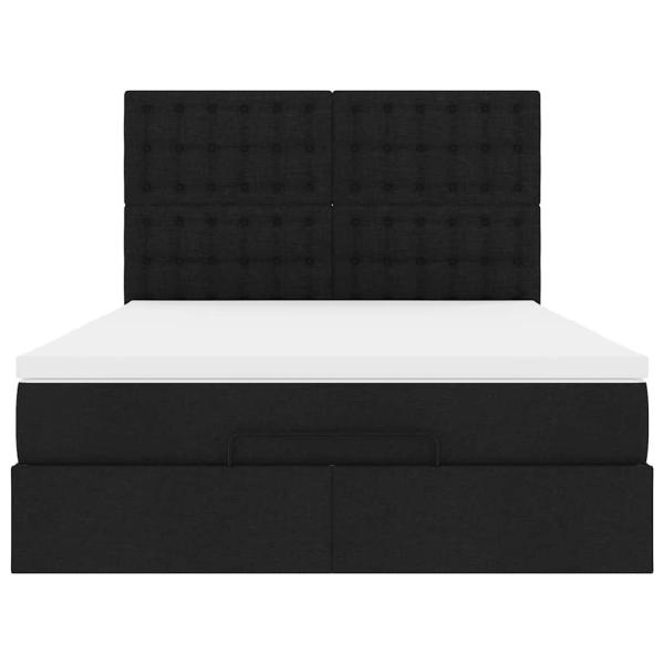 Ottoman-Bett mit Matratze & LEDs Schwarz 140x200 cm Stoff