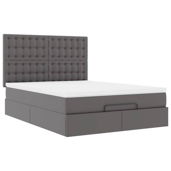 Ottoman-Bett mit Matratze Grau 140x200 cm Kunstleder