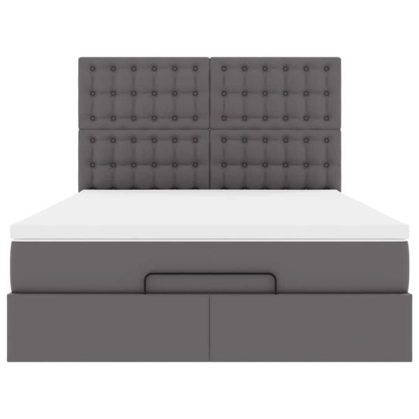 Ottoman-Bett mit Matratze Grau 140x200 cm Kunstleder