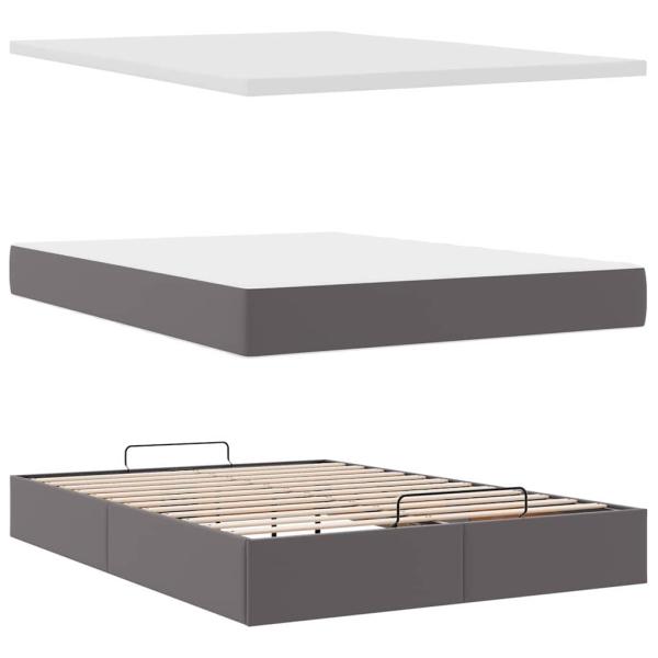Ottoman-Bett mit Matratze Grau 140x200 cm Kunstleder