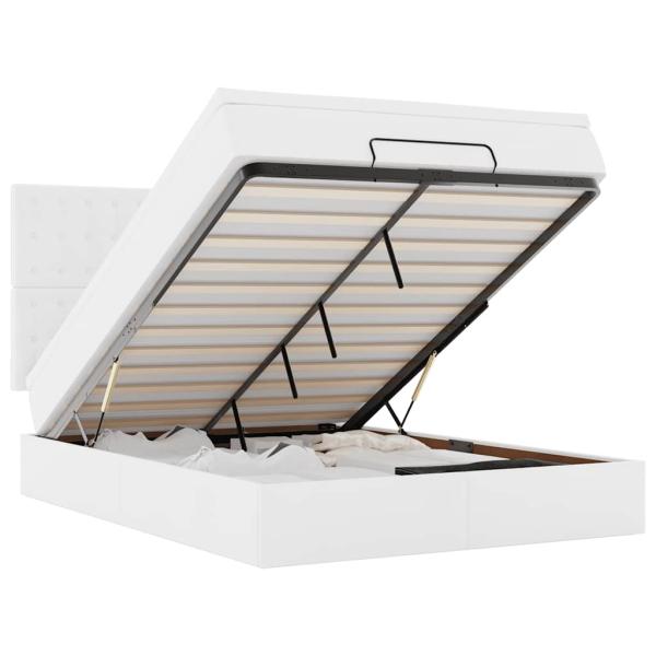 Ottoman-Bett mit Matratze & LEDs Weiß 140x200 cm Kunstleder