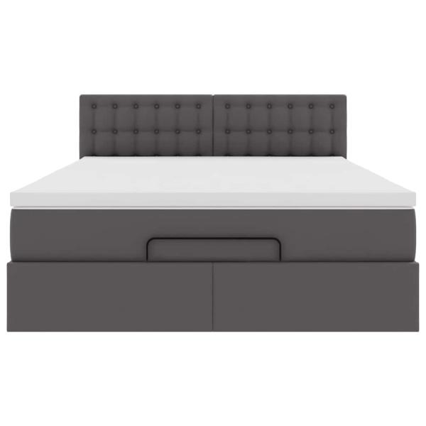 Ottoman-Bett mit Matratzen & LEDs Grau 140x200 cm Kunstleder
