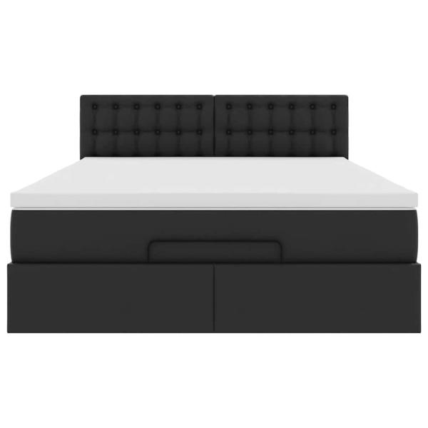 Ottoman-Bett mit Matratzen & LEDs Schwarz 140x200 cm Kunstleder